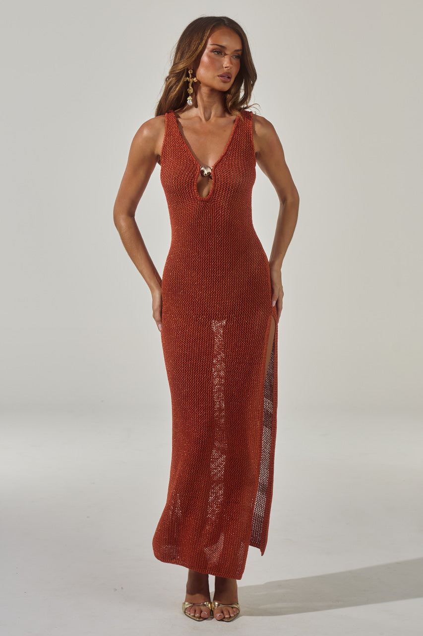 ARIYA SLEEVELESS KNIT MAXI DRESS - RUST METALLIC - ARIYASLEEVELESSKNITMAXIDRESS-RUSTMETALLIC-1
