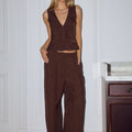 ARLA WIDE LEG PANTS - CHOCOLATE