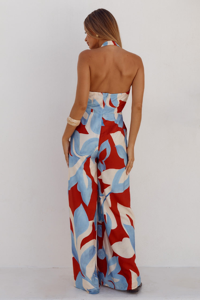 ARLETTE HALTER JUMPSUIT  - AMOREE RED