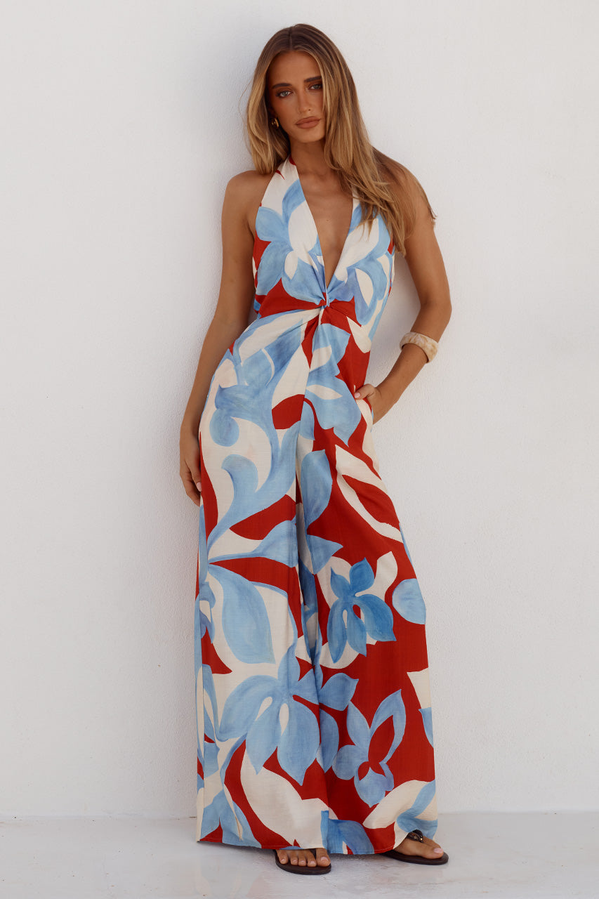 ARLETTE HALTER JUMPSUIT  - AMOREE RED