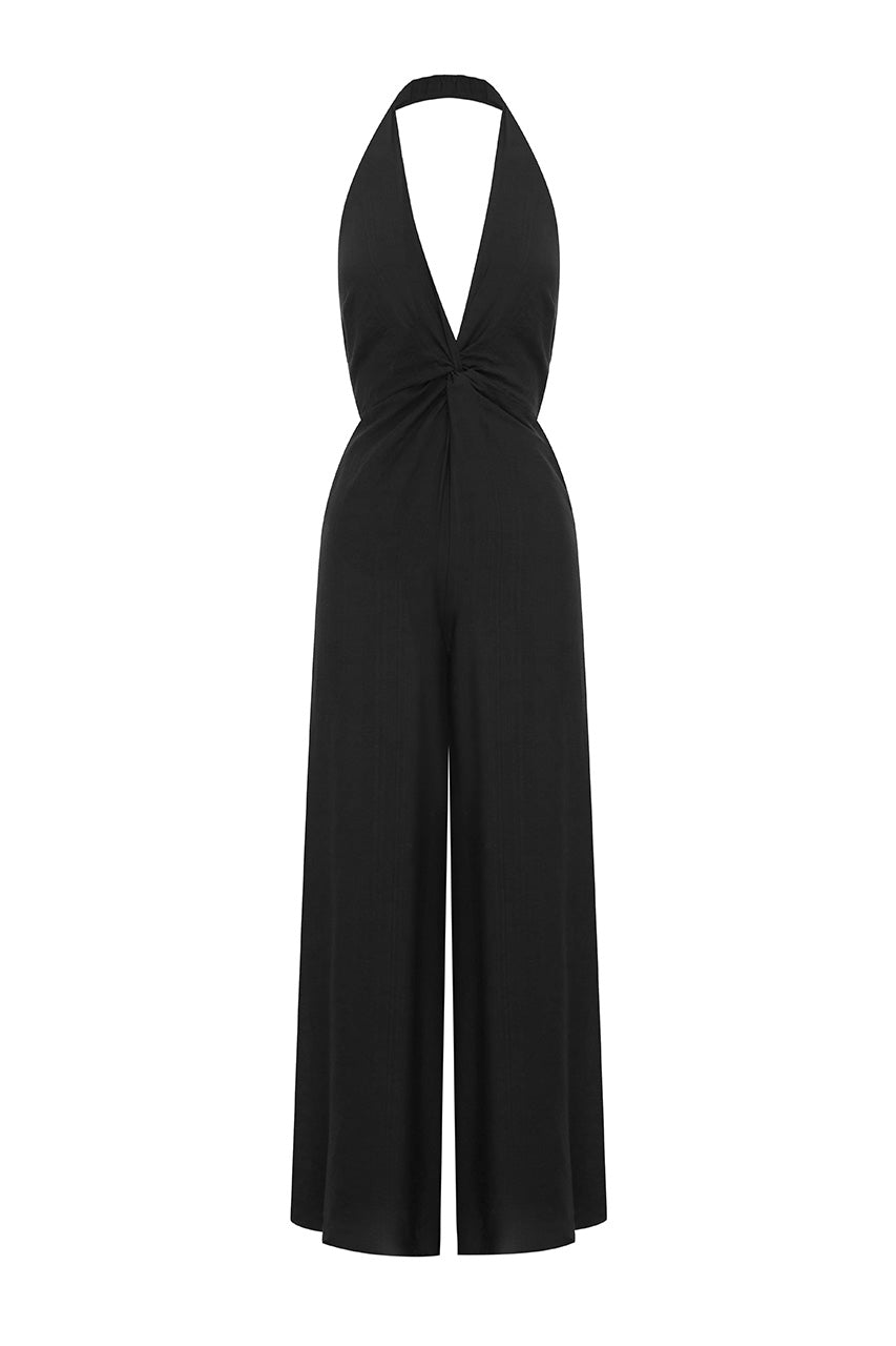 ARLETTE HALTER JUMPSUIT  - BLACK