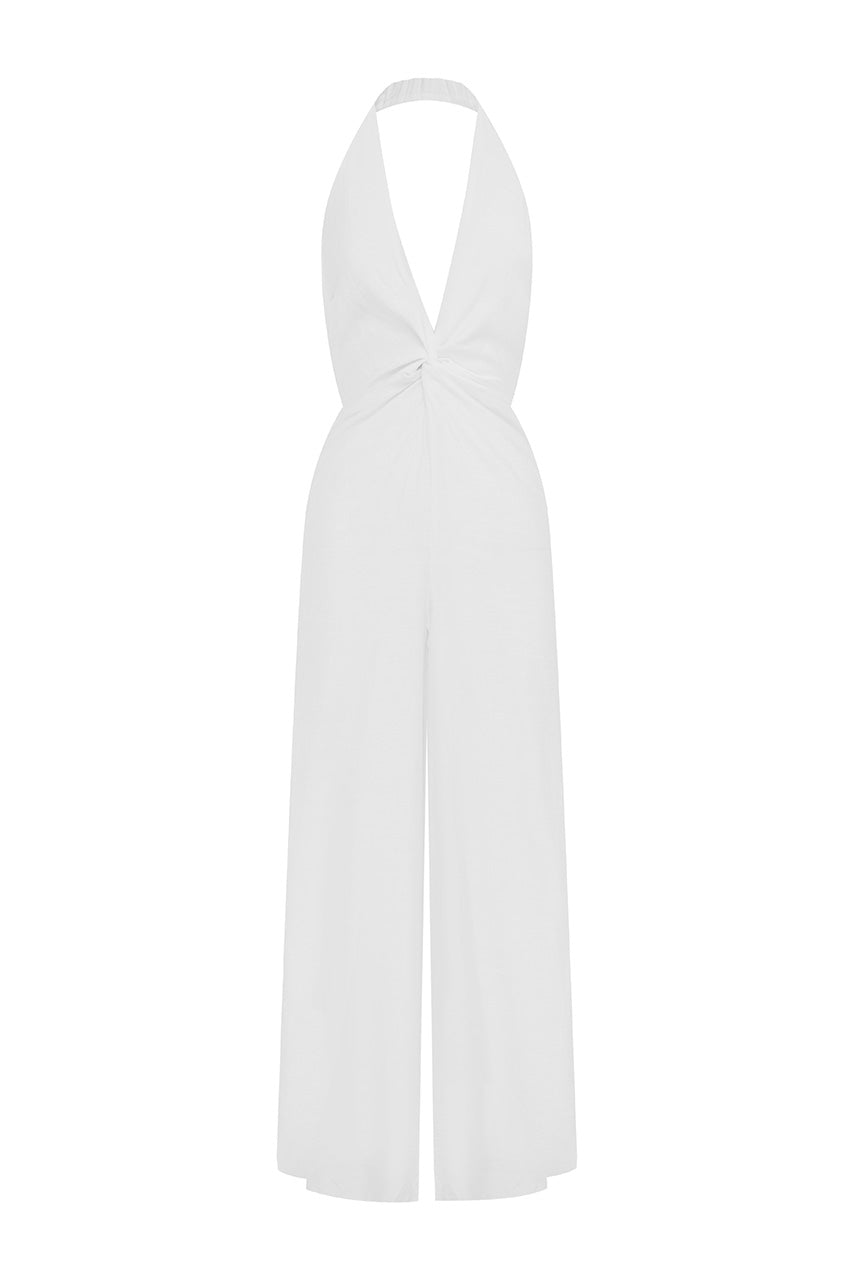 ARLETTE HALTER JUMPSUIT  - WHITE