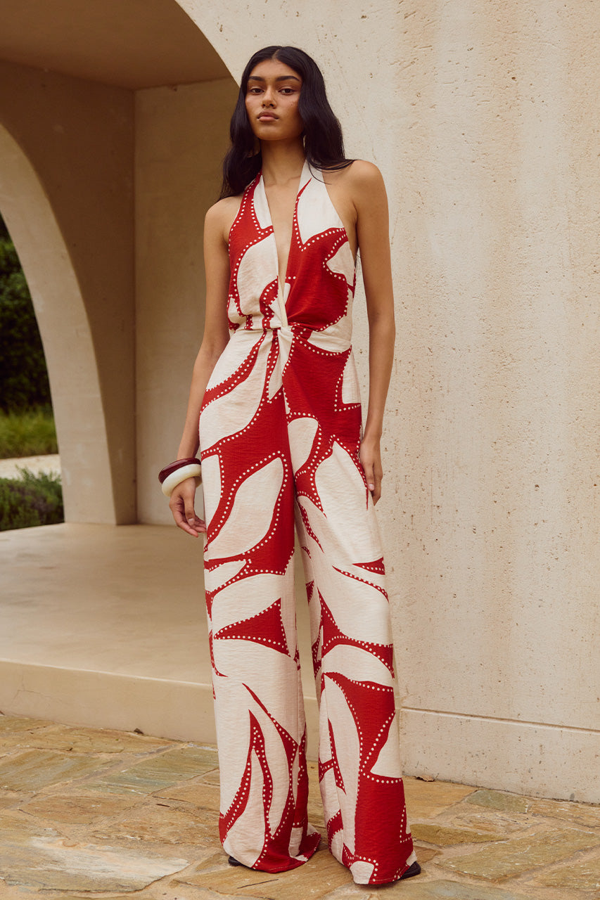 ARLETTE HALTER JUMPSUIT - ARLETTE RED XXL - ARLETTEHALTERJUMPSUITARLETTERED
