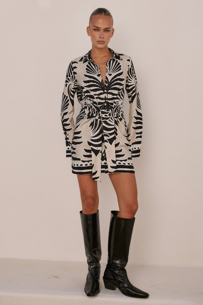 ARLETTE SLEEVED MINI DRESS - BRODIE SAND - ARLETTESLEEVEDMINIDRESS-BRODIESAND