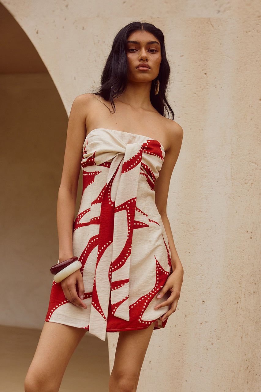 ARLETTE STRAPLESS MINI DRESS - ARLETTE RED - ARLETTESTRAPLESSMINIDRESSARLETTERED