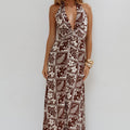 ARLI DEEP PLUNGE MAXI DRESS - AMIRA CHOCOLATE