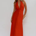 ARLI DEEP PLUNGE MAXI DRESS - RED