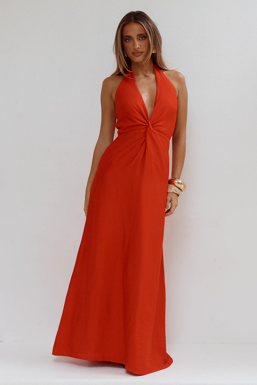 ARLI DEEP PLUNGE MAXI DRESS - RED - ARLIDEEPPLUNGEMAXIDRESS-RED