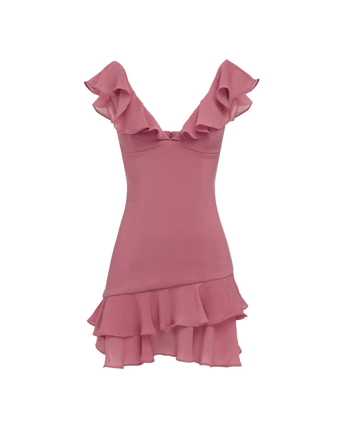 ARMELLO V NECK FRILL MINI DRESS - BLUSH - ARMELLOVNECKFRILLMINIDRESS-BLUSH_8a4fcd27-df5f-4f98-8e54-9da48caa1a70