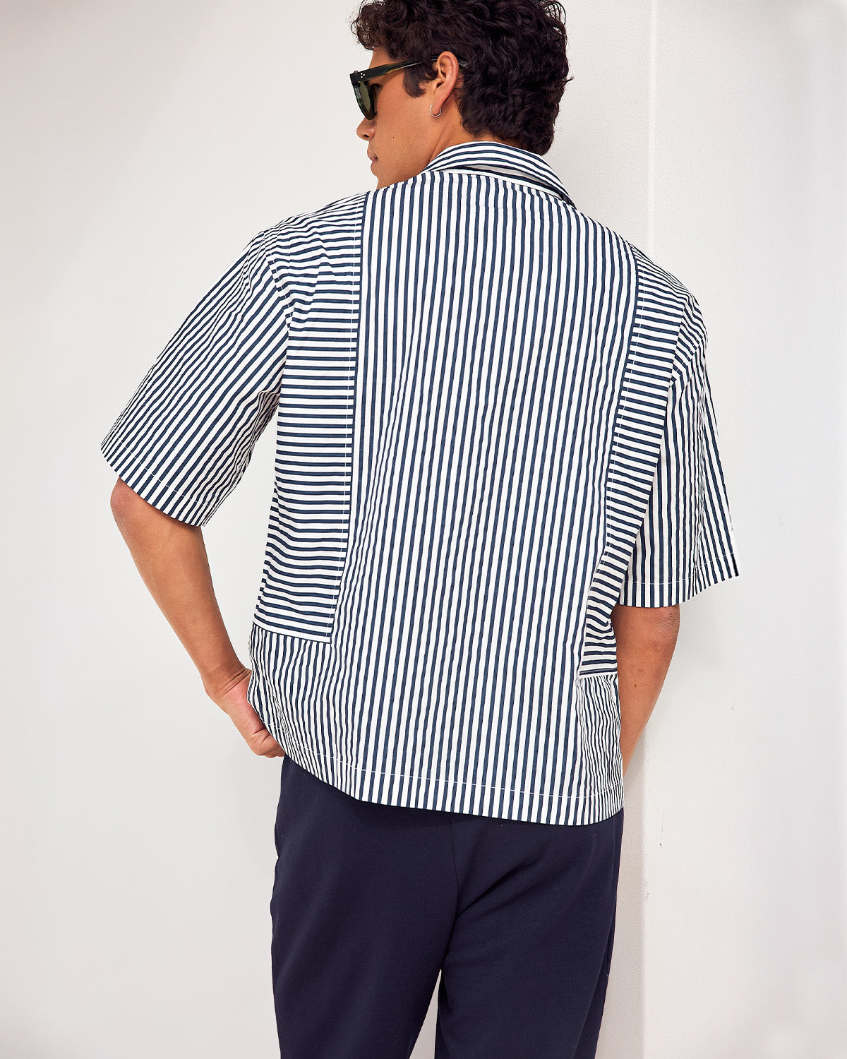ARTEM SHORT SLEEVE SHIRT - WHITE/NAVY STRIPE - ARTEMSHORTSLEEVESHIRT-WHITENAVY-6