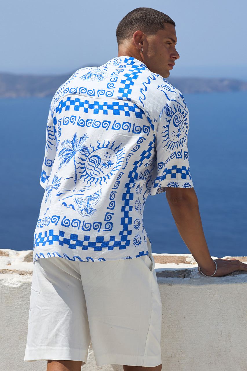 ASTLEY SHIRT - WHITE/BLUE - ASTLEYSHIRT-WHITEANDBLUEXDAMONSHORTSWHITE-1