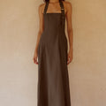 ASTRID HALTER MIDI DRESS - CHOCOLATE