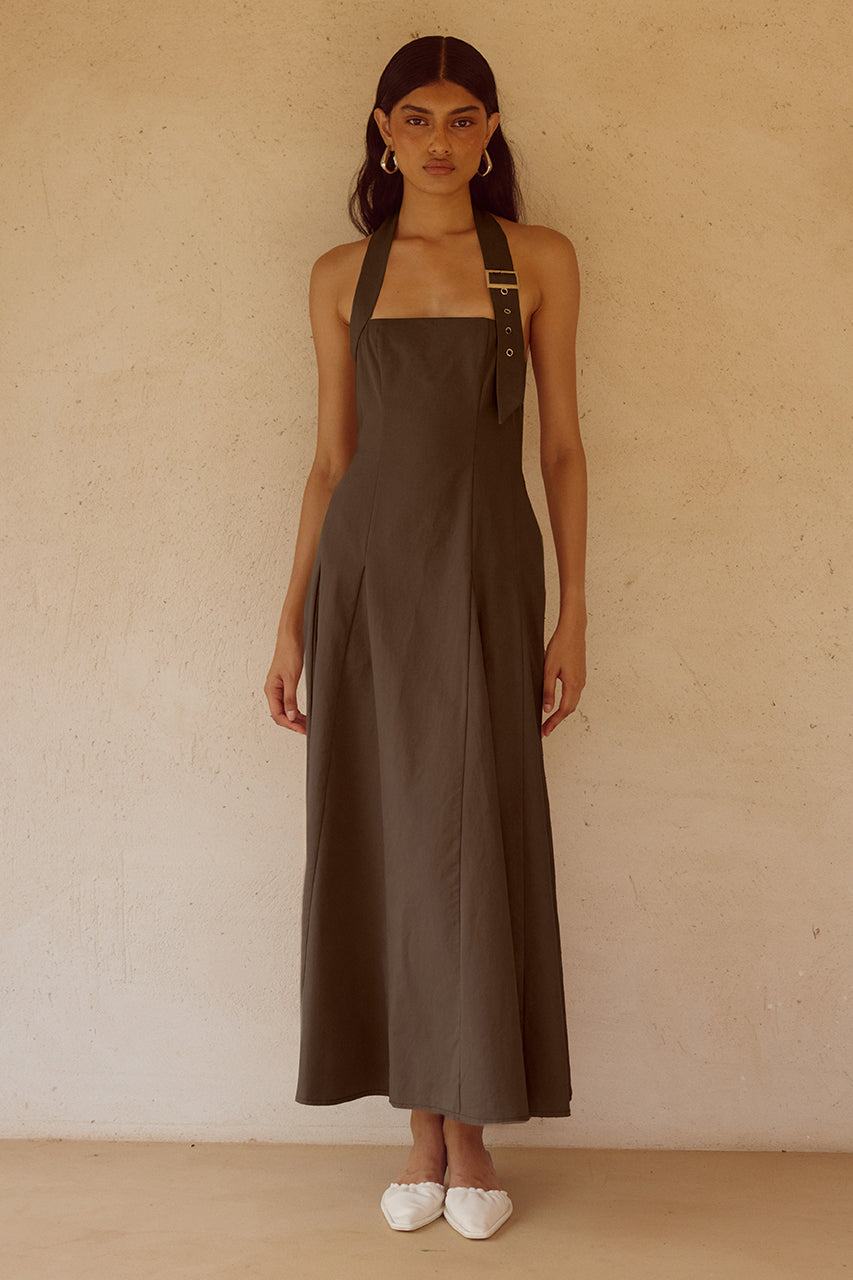 ASTRID HALTER MIDI DRESS - CHOCOLATE XXL - ASTRID-MIDI-DRESS-CAMEL-_3