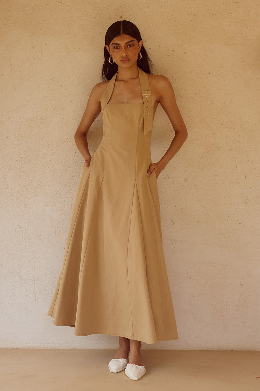 ASTRID HALTER MIDI DRESS - CAMEL XXL - ASTRIDMIDIDRESSCAMEL_1