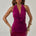 ATHENA HALTER DEEP PLUNGE COWL TOP - BERRY