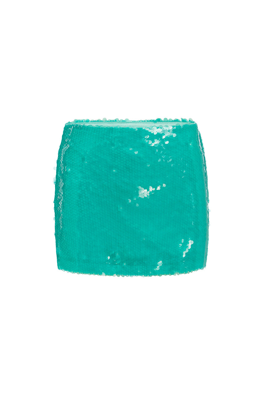 ATHENA SEQUIN MINI SKIRT - AQUA - ATHENASEQUINMINISKIRT-AQUA