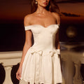 AUBREY OFF SHOULDER BOW MINI DRESS - IVORY