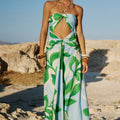 AUBRIE CUT OUT HALTER MAXI DRESS - AMOREE BLUE