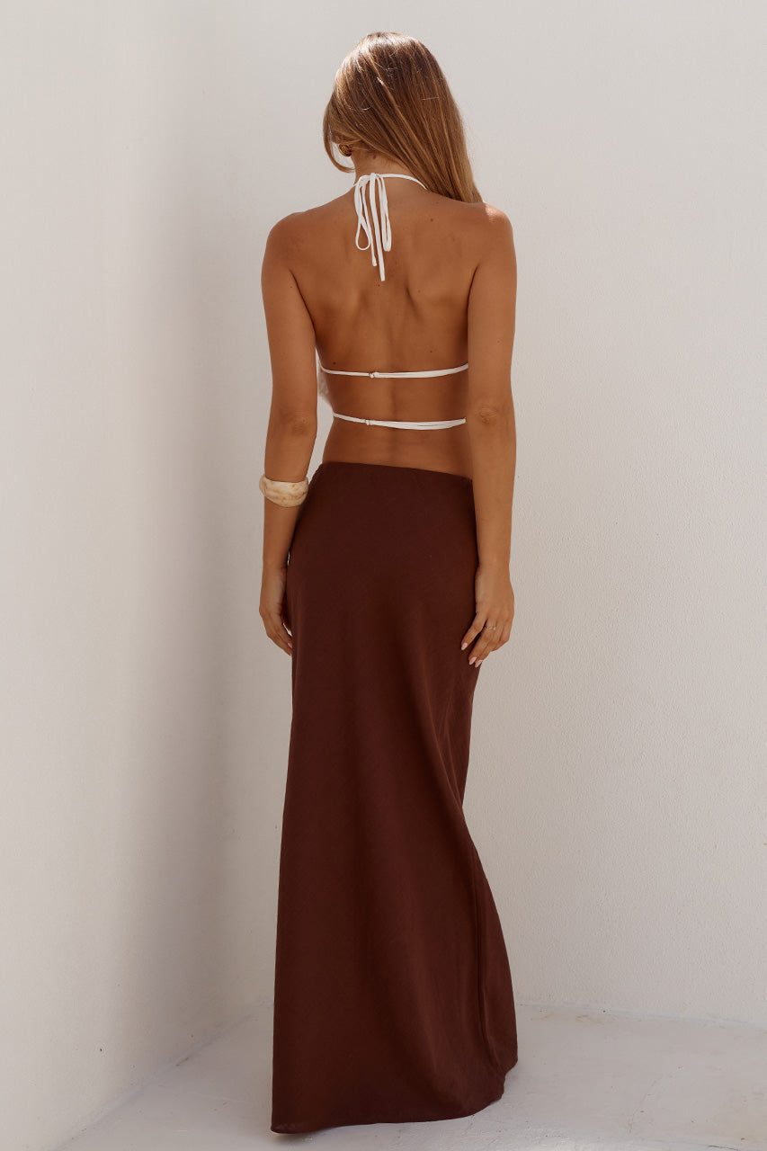ADELINE STRAIGHT MAXI SKIRT - CHOCOLATE - AURELIAHALTERBACKLESSTOP-WHITEXADELINESTRAIGHTMAXISKIRT-CHOCOLATE-08