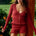 AURORA LONG SLEEVE BUTTON KNIT TOP - RED