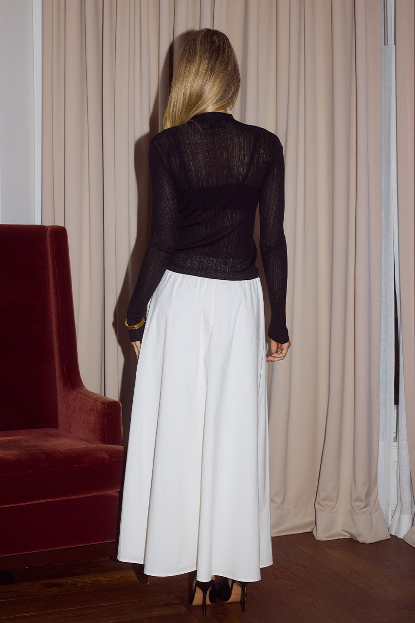 ZIMA FLOWY A-LINE MIDI SKIRT - WHITE