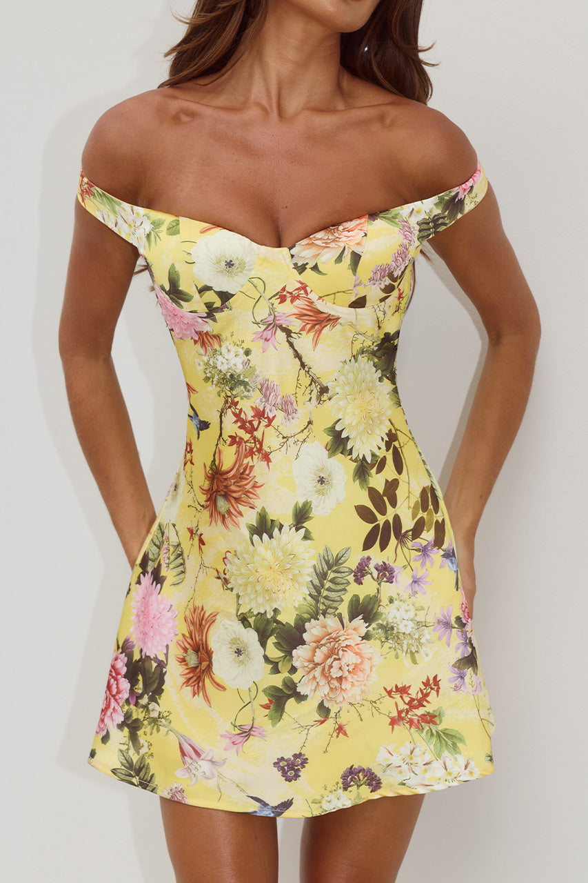 AVETA OFF SHOULDER MINI DRESS - KENDALL YELLOW - AVETAOFFSHOULDERMINIDRESS-KENDALLYELLOW-04