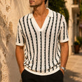 AXEL COLLARED KNIT TOP - WHITE/BLACK