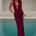 AYELLA DEEP-V KNIT MAXI DRESS - BERRY