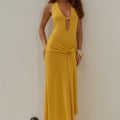 AYELLA DEEP-V KNIT MAXI DRESS - MANGO