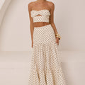 AYLA TIERED MAXI SKIRT - CREAM/BLACK POLKA