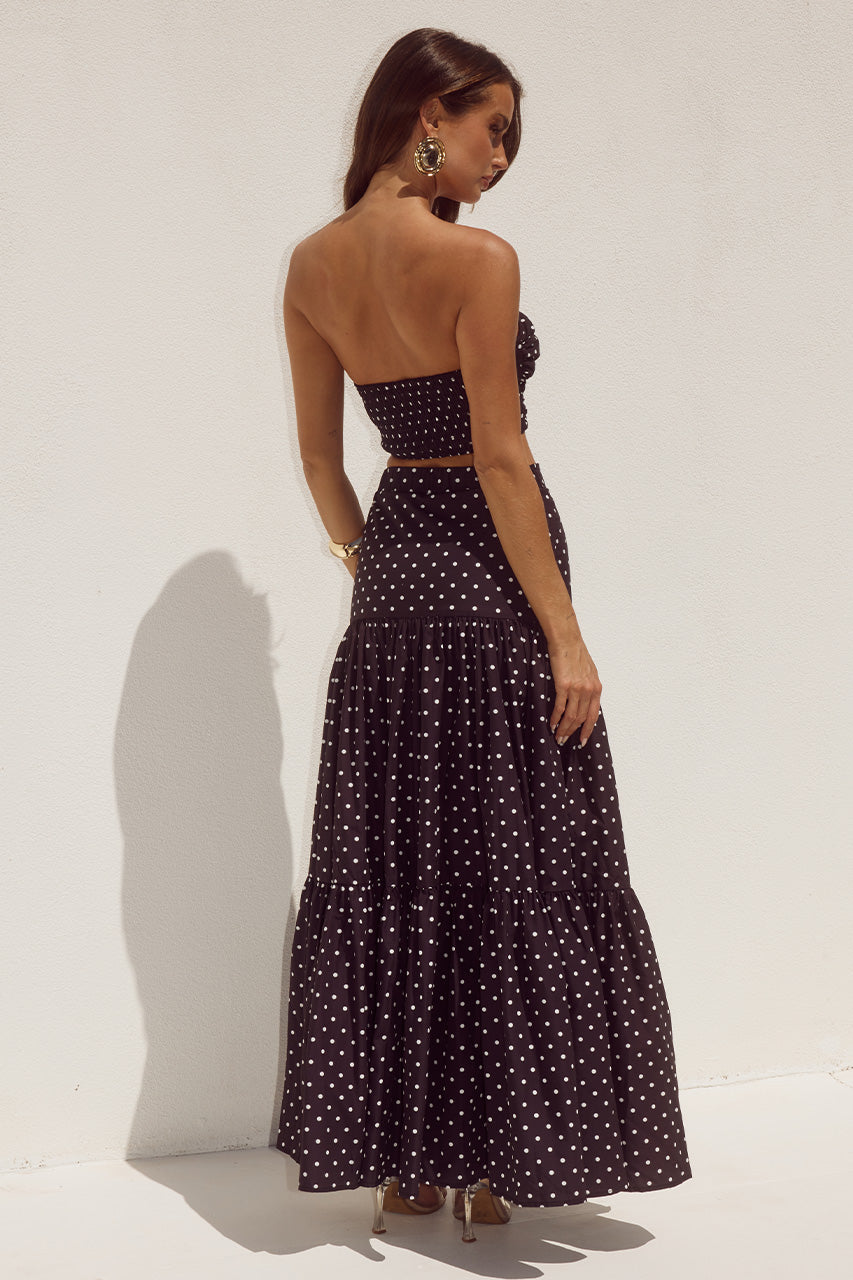 AYLA STRAPLESS TOP - BLACK/WHITE POLKA