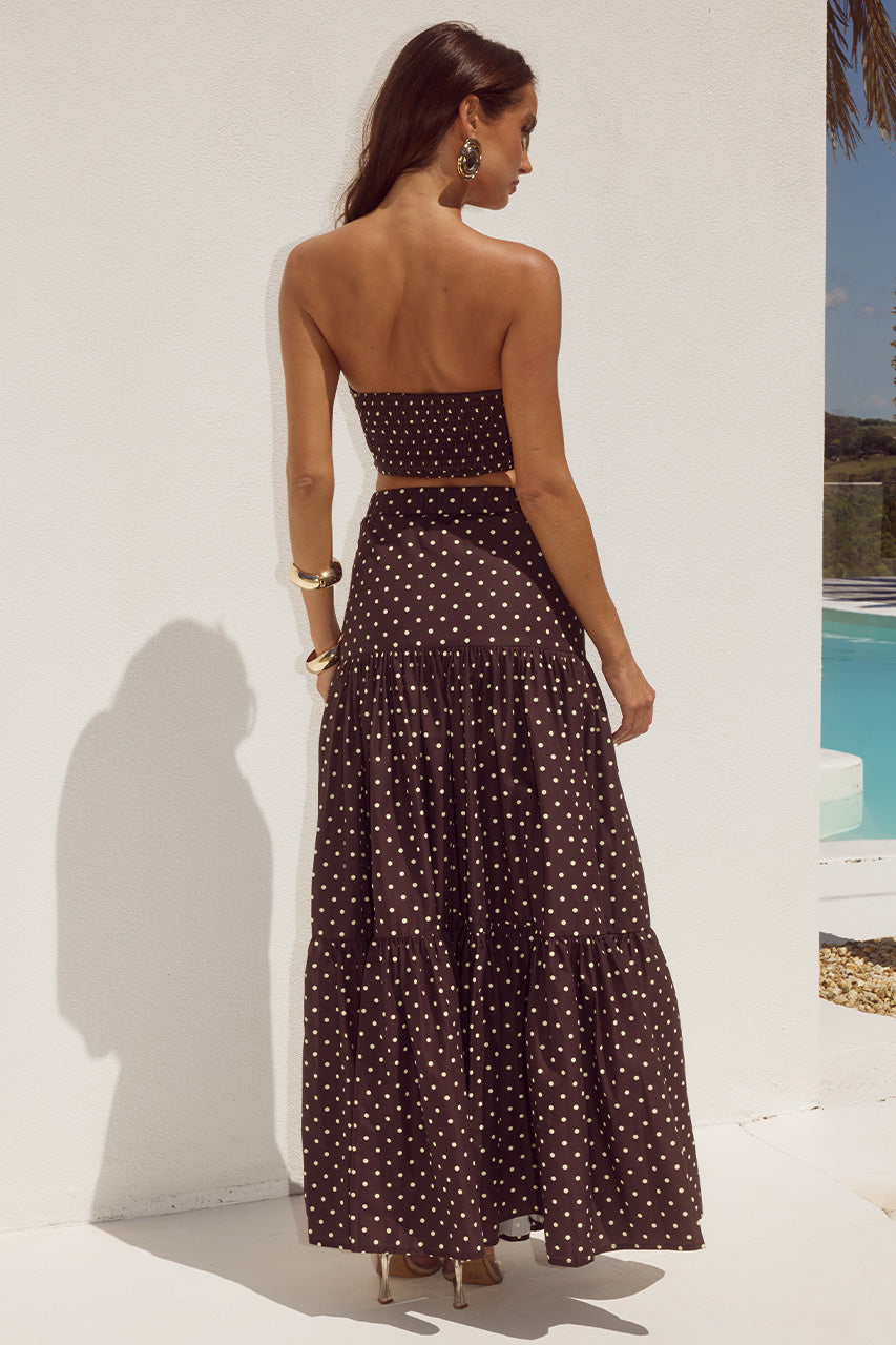 AYLA TIERED MAXI SKIRT - CHOC/LEMON POLKA - AYLASTRAPLESSTOPXAYLATIEREDMAXISKIRT-CHOCLEMONPOLKA-04