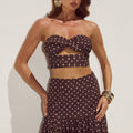 AYLA STRAPLESS TOP - CHOC/LEMON POLKA