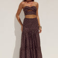 AYLA TIERED MAXI SKIRT - CHOC/LEMON POLKA