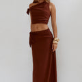 AZARIAH OFF SHOULDER TIE TOP - CHOCOLATE