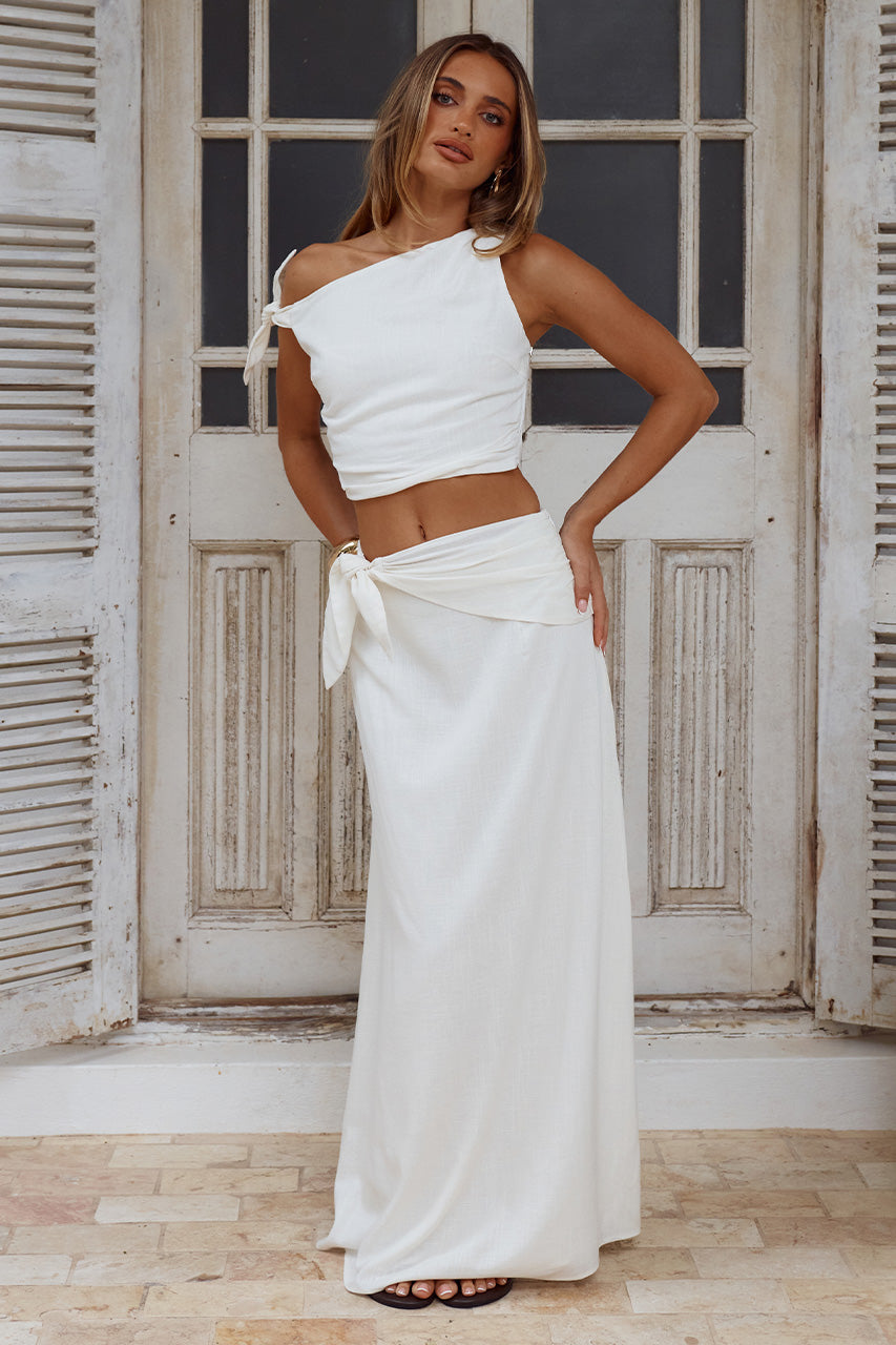 AZARIAH SIDE TIE MAXI SKIRT - WHITE