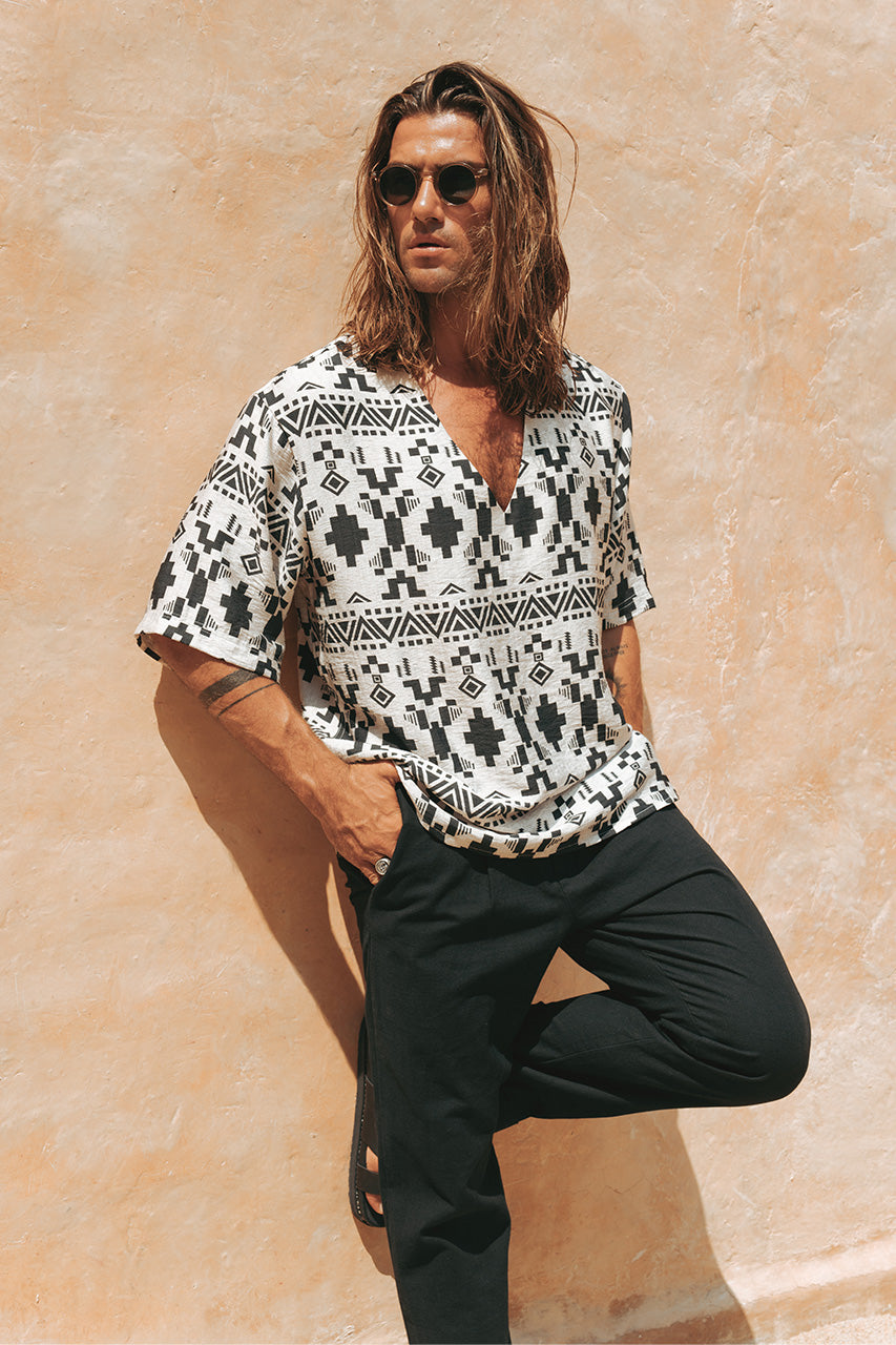 AZAR TOP - SAND/BLACK - AZARSHIRTPRINT