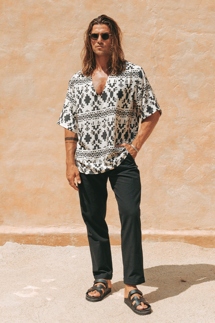 AZAR TOP - SAND/BLACK - AZARSHIRTPRINT_3
