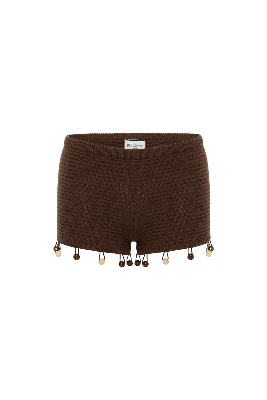 BAILEE MINI KNIT SHORTS - COCOA - BAILEEMINIKNITSHORTS-COCOA