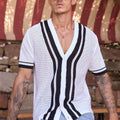 BENNET SHORT SLEEVE KNIT SHIRT - WHITE/BLACK