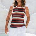 BENSON KNIT TOP - WHITE/GREEN MULTI