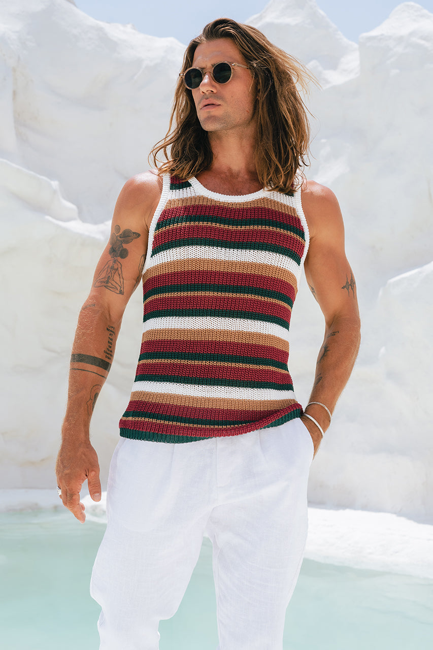 BENSON KNIT TOP - WHITE/GREEN MULTI - BENSON-KNIT-TOP-WHITE-GREEN-MULTI