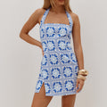 BERIL HALTER FITTED MINI DRESS - LOLA BLUE