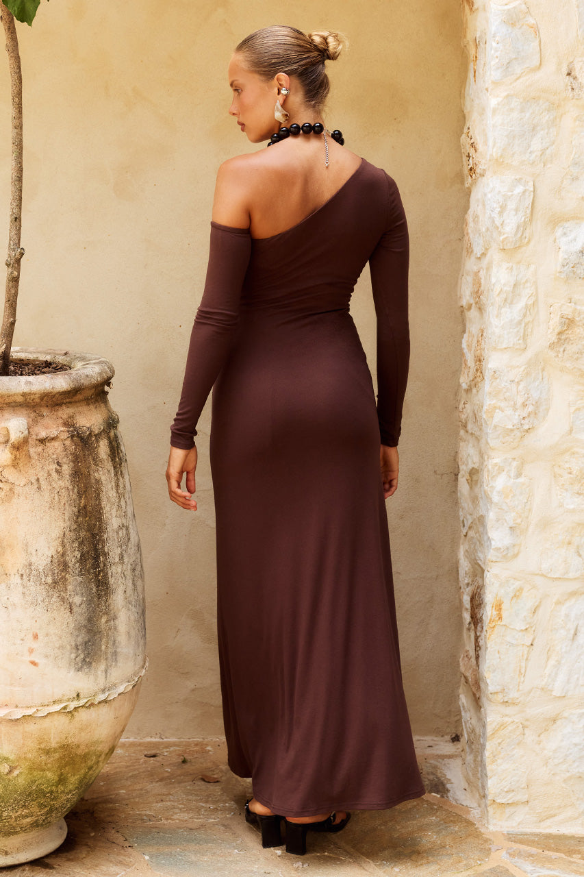 BIANCA ONE SHOULDER MAXI DRESS - CHOCOLATE - BIANCAONESHOULDERMAXIDRESS-CHOCOLATE-7
