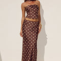 BLAINE LOW WAIST MAXI SKIRT - CHOC/LEMON POLKA