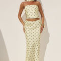 BLAINE LOW WAIST MAXI SKIRT - LEMON/CHOC POLKA