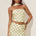 BLAINE REVERSE HALTER TOP - LEMON/CHOC POLKA