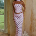 BLAINE LOW WAIST MAXI SKIRT - MUSK/CHOC POLKA