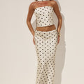 BLAINE LOW WAIST MAXI SKIRT - CREAM/BLACK POLKA