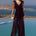 BLYTHE V-NECK FRILL MAXI DRESS - BLACK